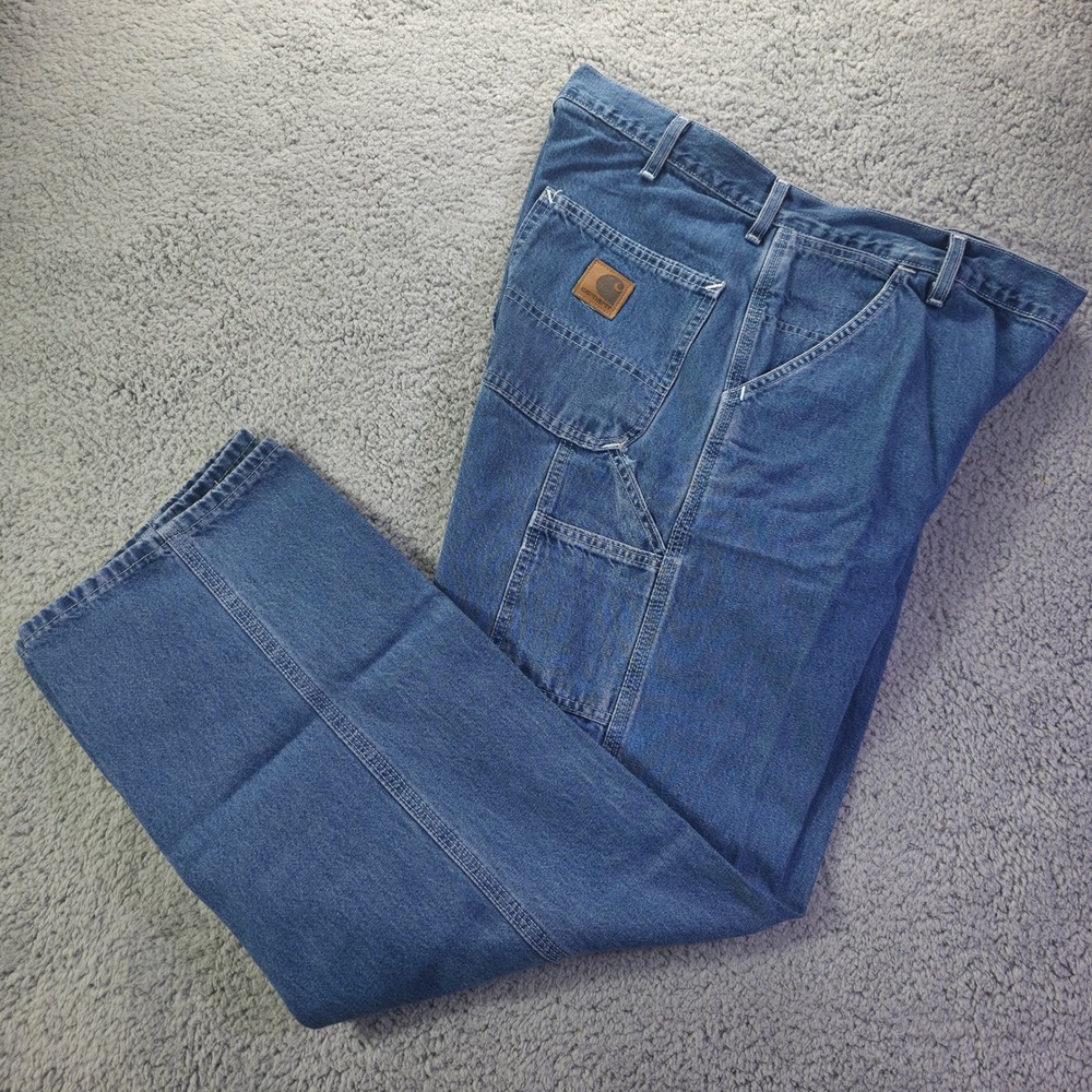 Carhartt B13DST Mens 38x32 Loose Fit Carpenter Jeans Dark Stonewash Blue USA